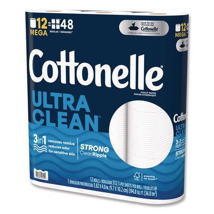 Ultra CleanCare Toilet Paper, Strong Tissue, Septic Safe, 1-Ply, White, 284 Sheets/Roll, 12 Rolls/Pack, 48 Rolls/Carton