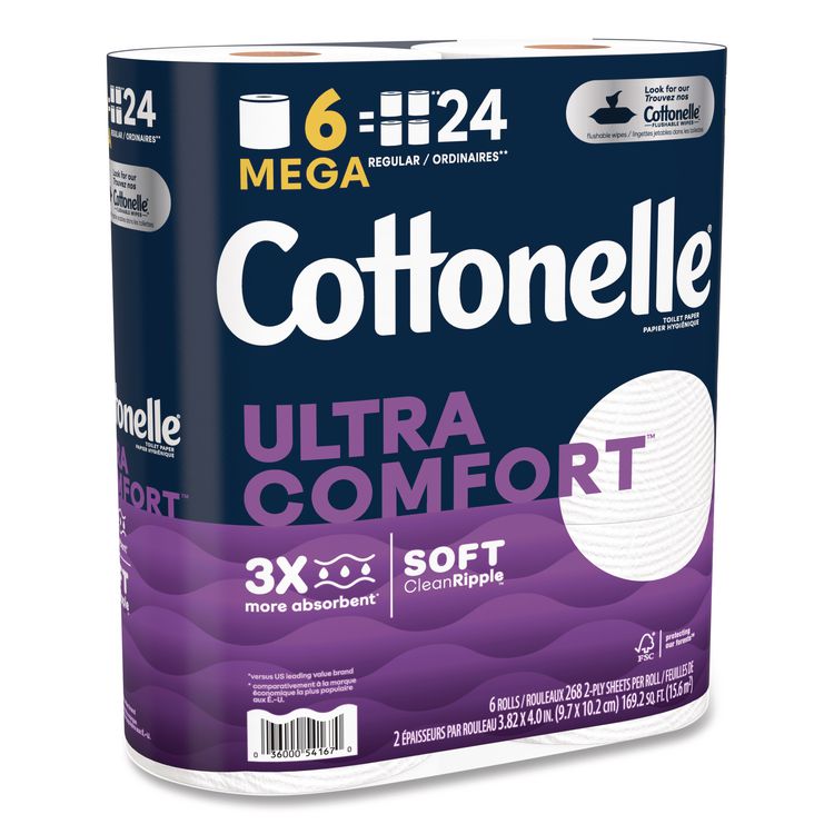Ultra ComfortCare Toilet Paper, Soft Tissue, Septic Safe, 2-Ply, White, 284 Sheets/Roll, 6 Rolls/Pack, 36 Rolls/Carton