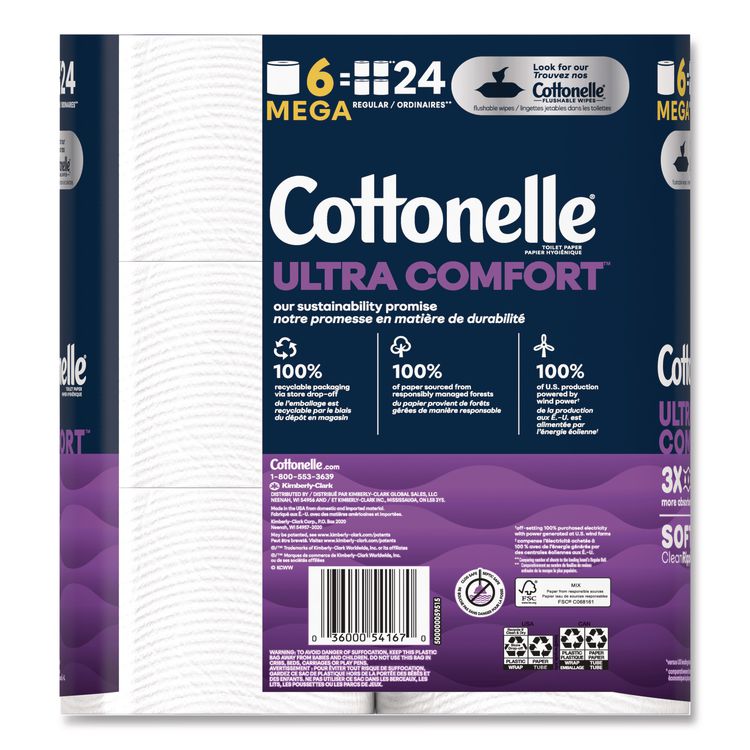 Ultra ComfortCare Toilet Paper, Soft Tissue, Septic Safe, 2-Ply, White, 284 Sheets/Roll, 6 Rolls/Pack, 36 Rolls/Carton