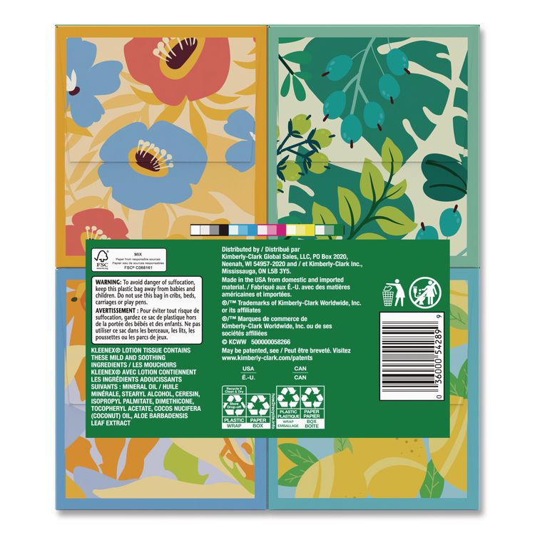 Soothing Lotion Facial Tissue, 3-Ply, White, 60 Sheets/Box, 4 Boxes/Pack, 8 Packs/Carton