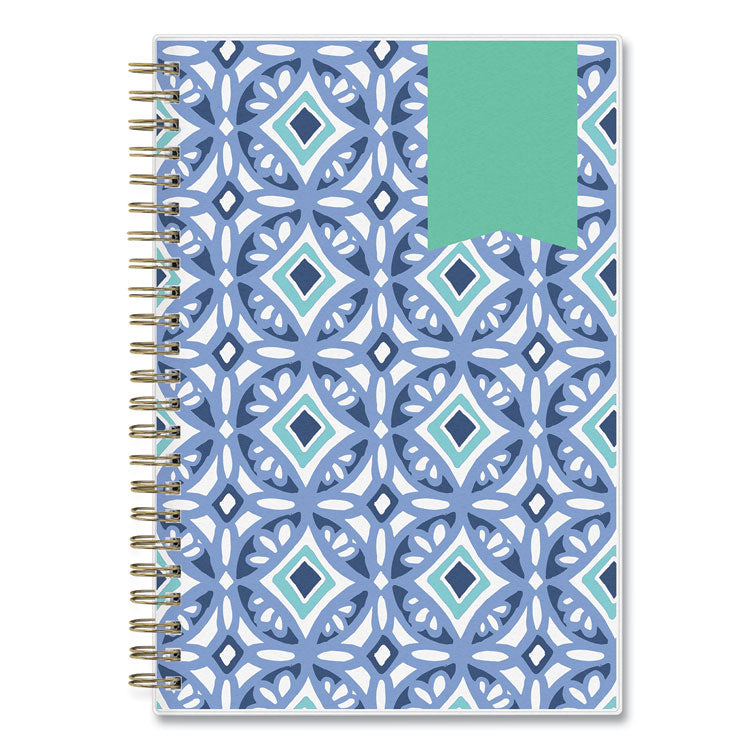Day Designer Tile Weekly/Monthly Planner, Geometric Artwork, 8 x 5, Blue/White Cover, 12-Month (Jan to Dec): 2026