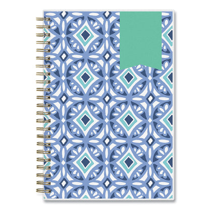 Day Designer Tile Weekly/Monthly Planner, Geometric Artwork, 8 x 5, Blue/White Cover, 12-Month (Jan to Dec): 2026