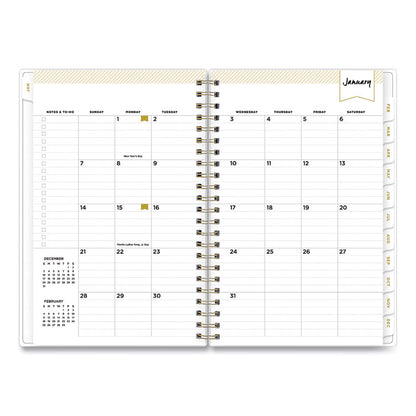Day Designer Tile Weekly/Monthly Planner, Geometric Artwork, 8 x 5, Blue/White Cover, 12-Month (Jan to Dec): 2026