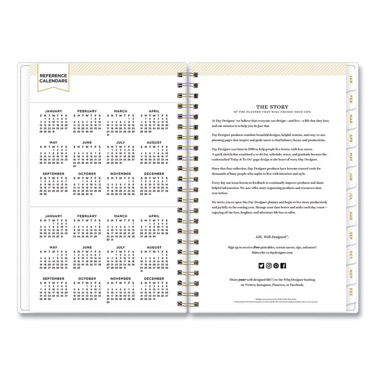 Day Designer Tile Weekly/Monthly Planner, Geometric Artwork, 8 x 5, Blue/White Cover, 12-Month (Jan to Dec): 2026