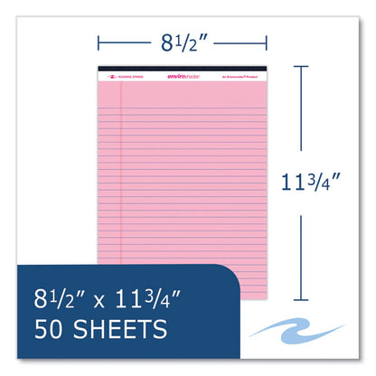 EnviroShades Legal Notepads, Wide/Legal Rule, (50) Pink 8.5 x 11 Sheets, 36/Carton