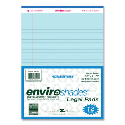 EnviroShades Legal Notepads, Wide/Legal Rule, (50) Blue 8.5 x 11 Sheets, 36/Carton