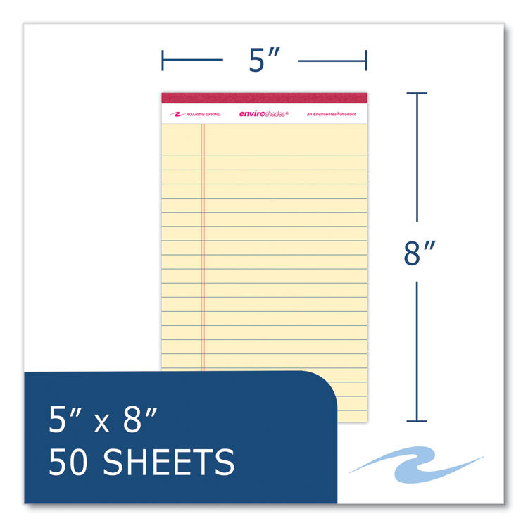 EnviroShades Legal Notepads, Wide/Legal Rule, (50) Assorted Color 5 x 8 Sheets, 72/Carton