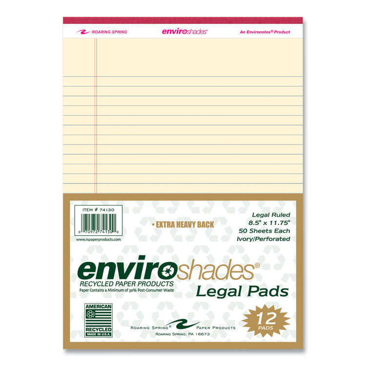 EnviroShades Legal Notepads, Wide/Legal Rule, (50) Ivory 8.5 x 11 Sheets, 36/Carton
