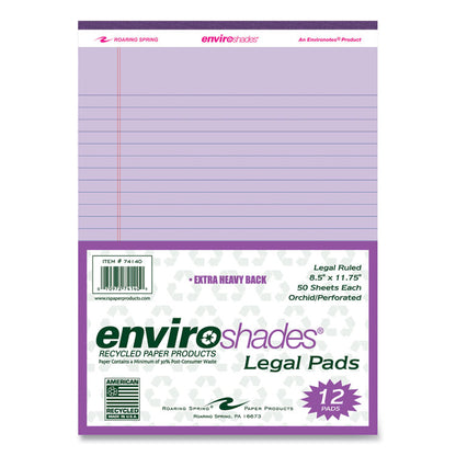 EnviroShades Legal Notepads, Wide/Legal Rule, (50) Orchid 8.5 x 11 Sheets, 36/Carton