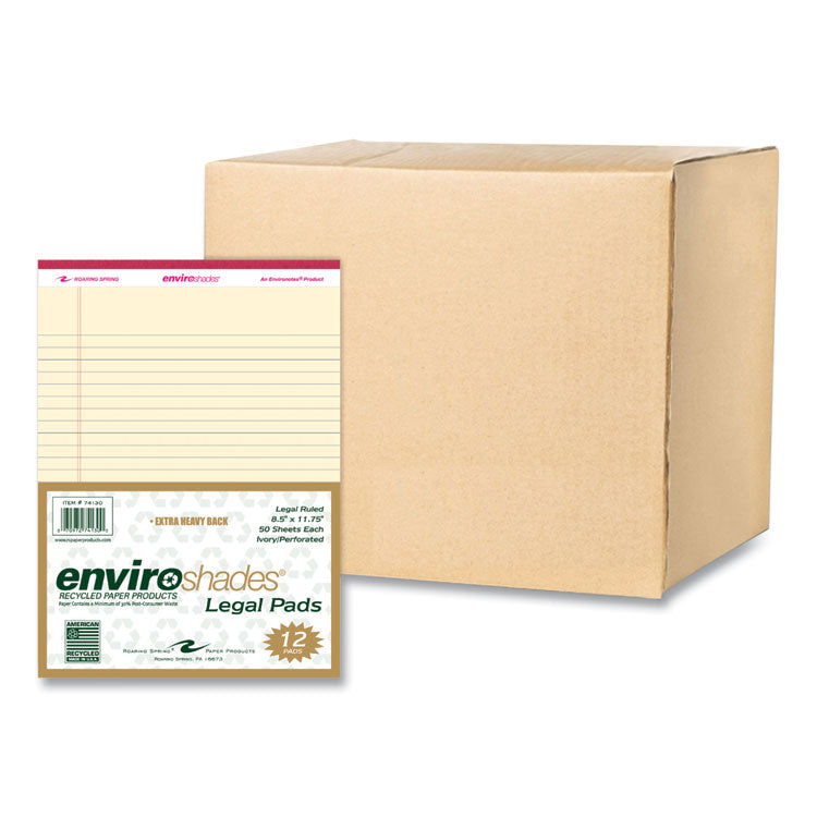 EnviroShades Legal Notepads, Wide/Legal Rule, (50) Ivory 8.5 x 11 Sheets, 36/Carton