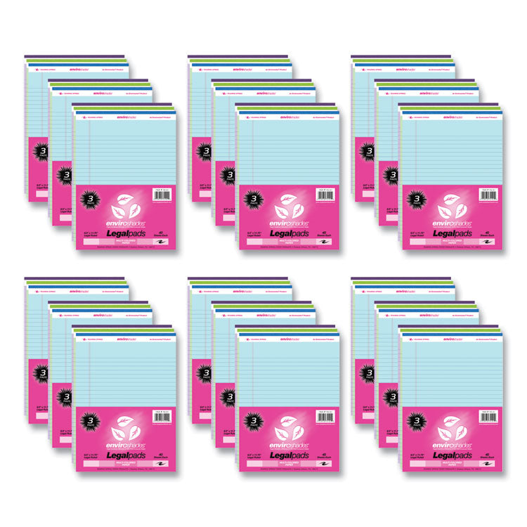 EnviroShades Legal Notepads, Wide/Legal Rule, (40) Assorted Color 8.5 x 11 Sheets, 54/Carton