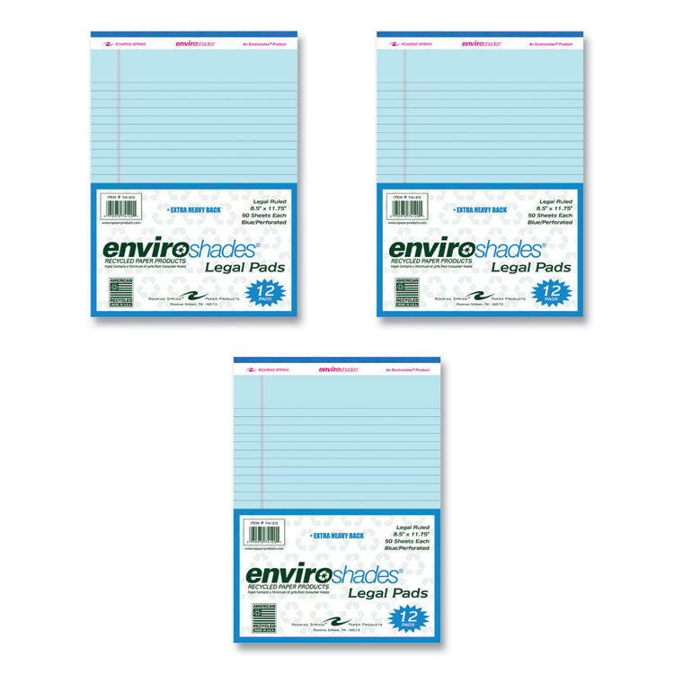 EnviroShades Legal Notepads, Wide/Legal Rule, (50) Blue 8.5 x 11 Sheets, 36/Carton