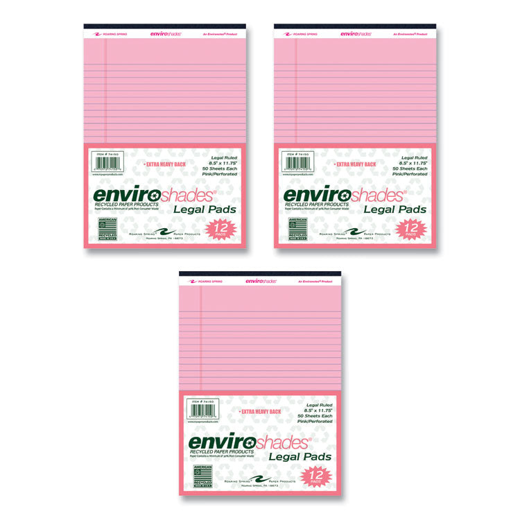 EnviroShades Legal Notepads, Wide/Legal Rule, (50) Pink 8.5 x 11 Sheets, 36/Carton