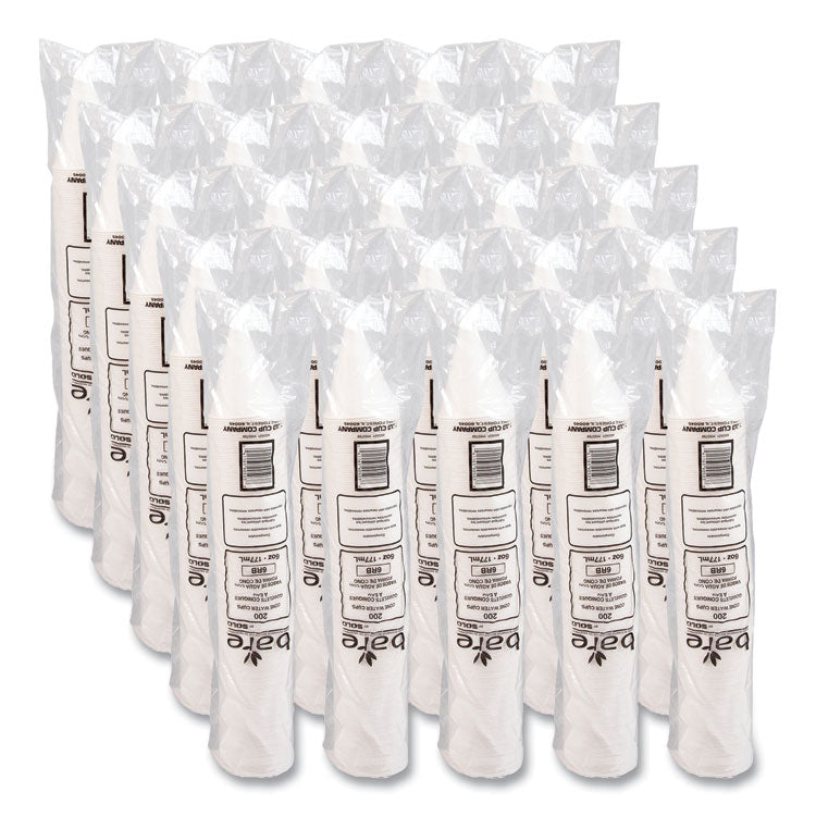 Bare Eco-Forward Treated Paper Cone Cups, ProPlanet Seal, 6 oz, White, 200/Sleeve, 25 Sleeves/Carton