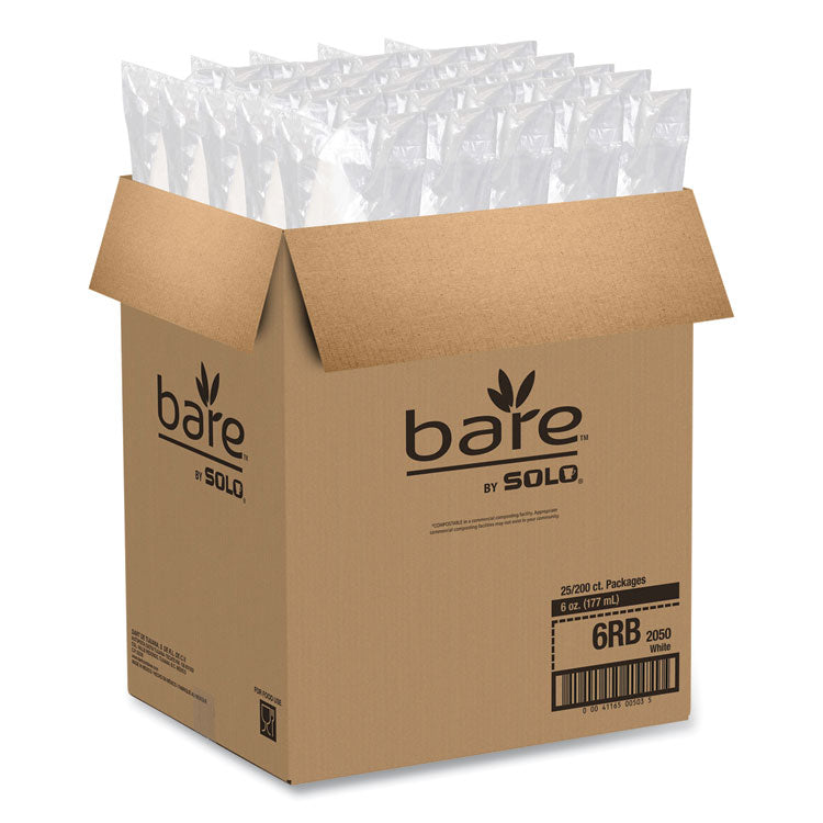 Bare Eco-Forward Treated Paper Cone Cups, ProPlanet Seal, 6 oz, White, 200/Sleeve, 25 Sleeves/Carton