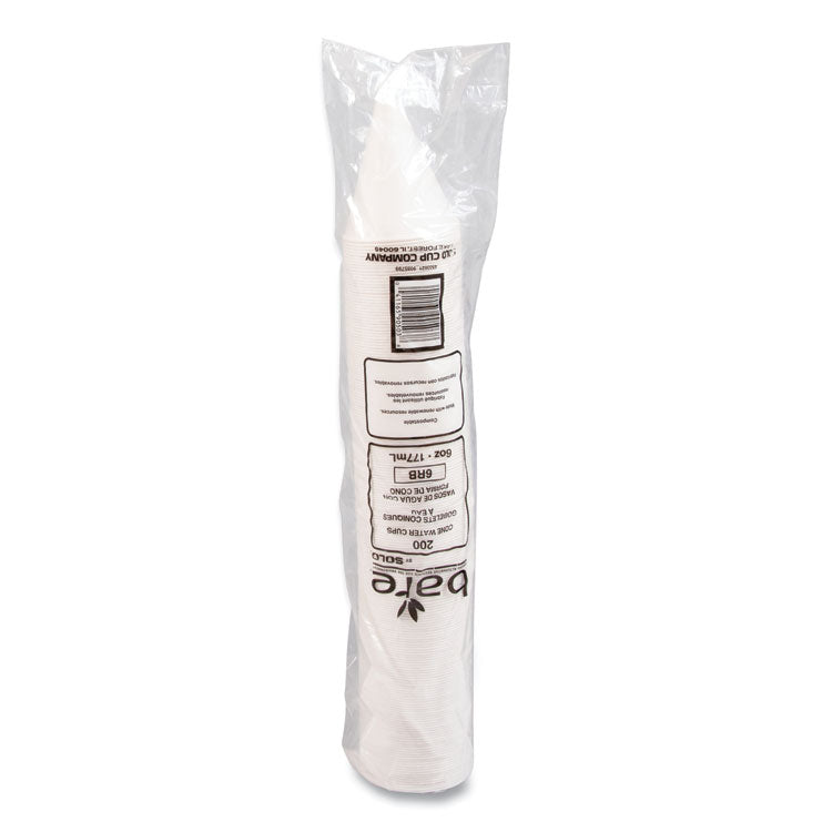 Bare Eco-Forward Treated Paper Cone Cups, ProPlanet Seal, 6 oz, White, 200/Sleeve, 25 Sleeves/Carton