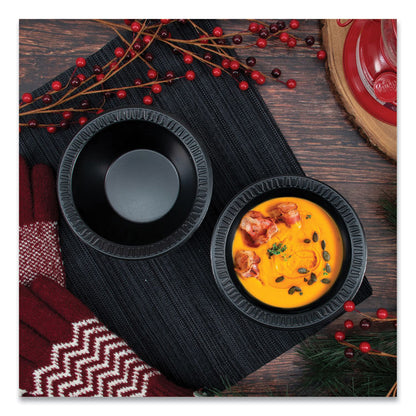 Quiet Classic Laminated Foam Dinnerware, Bowl, 12 oz, Black, 1,000/Carton