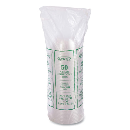 Cappuccino Dome Sipper Lids, Fits 30 oz to 32 oz Hot Cups, Plastic, Clear, 50/Pack, 20 Packs/Carton