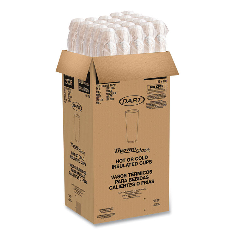 Cafe G Foam Hot/Cold Cups, 24 oz, Brown/Green/White, 20/Bag, 25 Bags/Carton