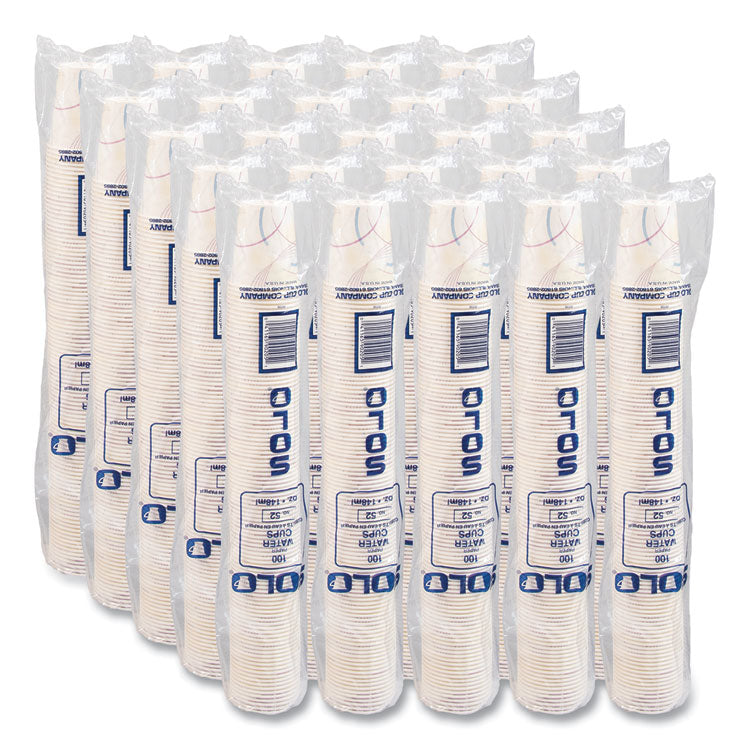 Paper Water Cups, ProPlanet Seal, 5 oz, Meridian Design, 100/Sleeve, 25 Sleeves/Carton