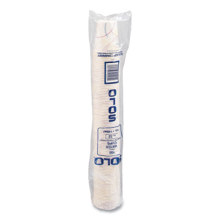 Paper Water Cups, ProPlanet Seal, 5 oz, Meridian Design, 100/Sleeve, 25 Sleeves/Carton