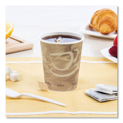 Single Sided Poly Paper Hot Cups, 10 oz, Mistique Design, 50/Bag, 20 Bags/Carton