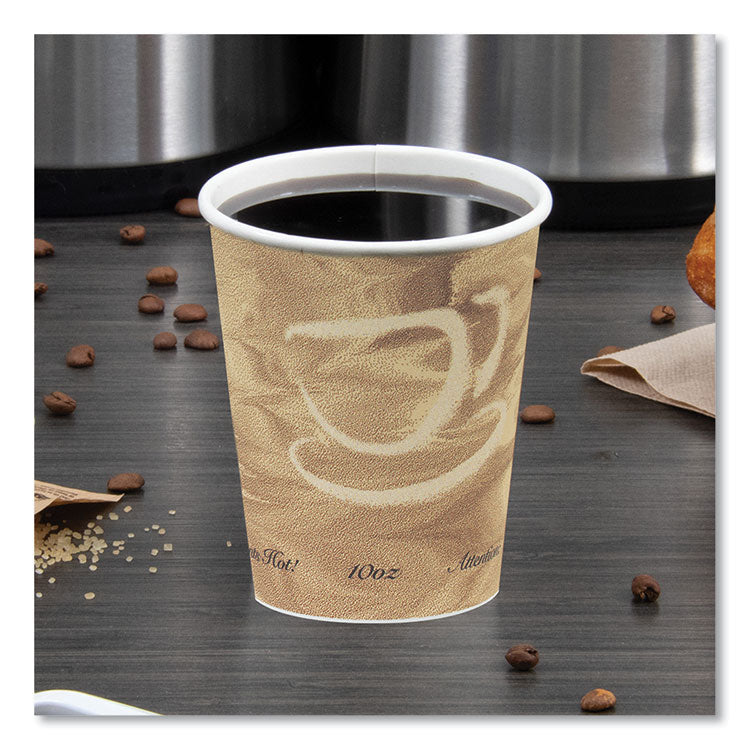 Single Sided Poly Paper Hot Cups, 10 oz, Mistique Design, 50/Bag, 20 Bags/Carton