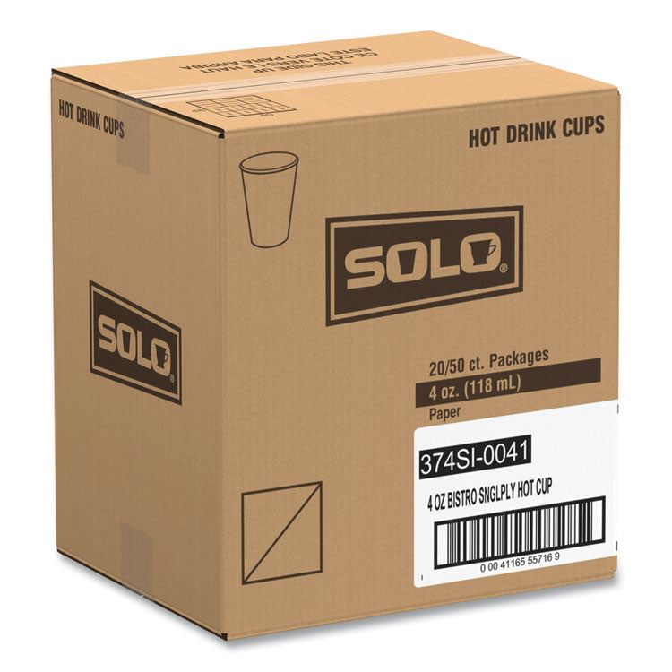 Single-Sided Poly Paper Hot Cups, 4 oz, Bistro Design, 50/Pack, 20 Packs/Carton