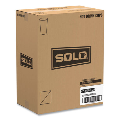 Single Sided Poly Paper Hot Cups, 20 oz, Mistique Design, 40/Bag, 15 Bags/Carton