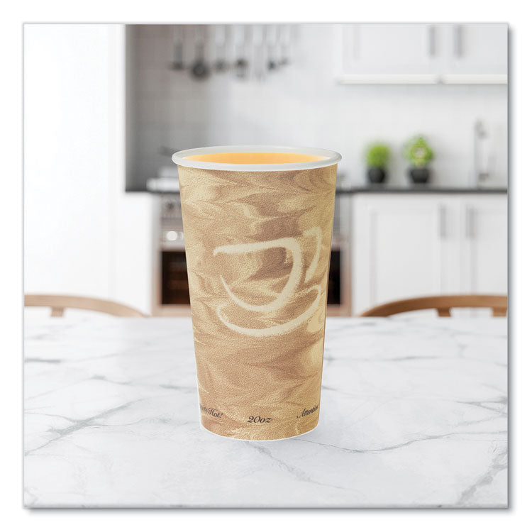 Single Sided Poly Paper Hot Cups, 20 oz, Mistique Design, 40/Bag, 15 Bags/Carton