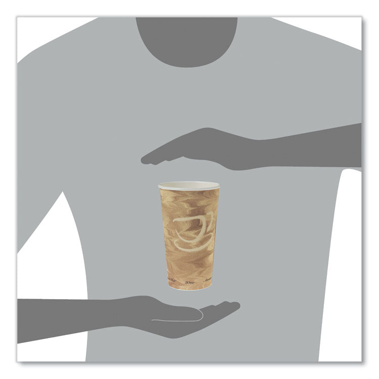 Single Sided Poly Paper Hot Cups, 20 oz, Mistique Design, 40/Bag, 15 Bags/Carton