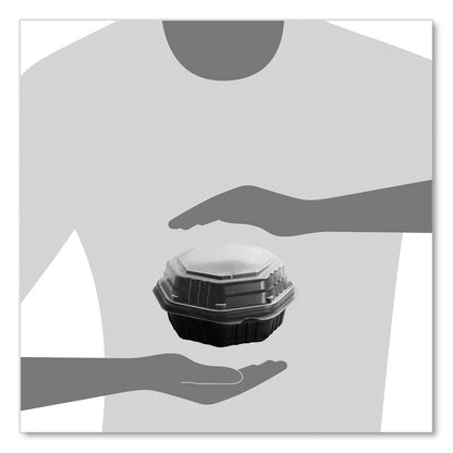 OctaView Hinged-Lid Hot Food Containers, 6.3 x 3.1 x 1.5, Black/Clear, Plastic, 200/Carton