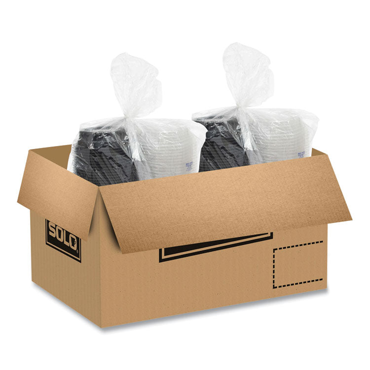 OctaView Hinged-Lid Hot Food Containers, 6.3 x 1.2 x 1.2, Black/Clear, Plastic, 200/Carton