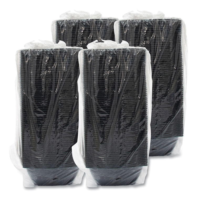 PresentaBowls Pro Black Square Bowls, 64 oz, 8.5 x 8.5 x 3.3, Plastic, 63/Bag, 4 Bags/Carton