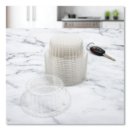 Flat-Top Dome PET Plastic Lids, For 6 oz to 10 oz Containers, 3.96" Diameter x 1.25" h, Clear, 1,000/Carton
