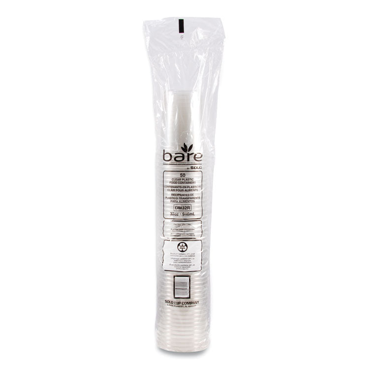 Bare Eco-Forward RPET Deli Containers, ProPlanet Seal, 32 oz, Clear, Plastic, 50/Pack, 10/Carton