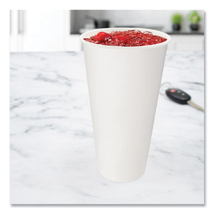 Double-Sided Poly (DSP) Paper Cold Cups, 21 oz, White, 1,000/Carton