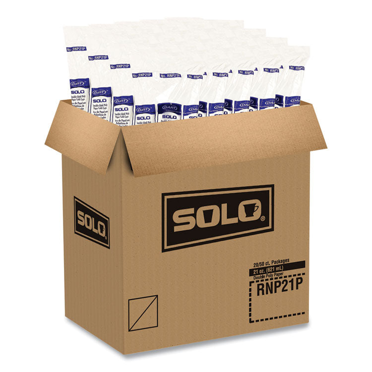 Double-Sided Poly (DSP) Paper Cold Cups, 21 oz, White, 1,000/Carton