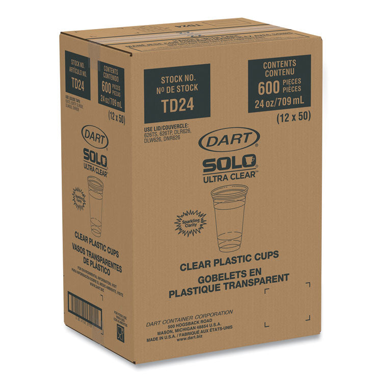 Ultra Clear PETE Cold Cups, 24 oz, Plastic, Clear, 50/Sleeve, 12 Sleeves/Carton