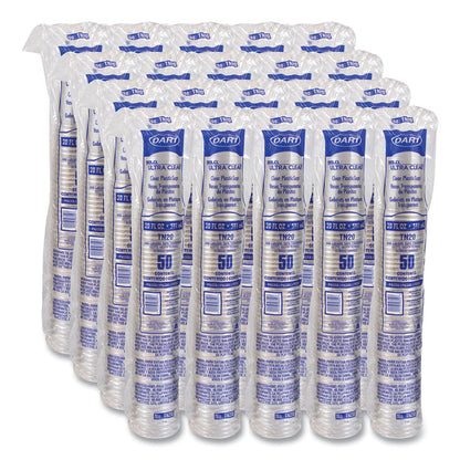 Ultra Clear PETE Cold Cups, 20 oz, Plastic, Clear, 50/Sleeve, 20 Sleeves/Carton