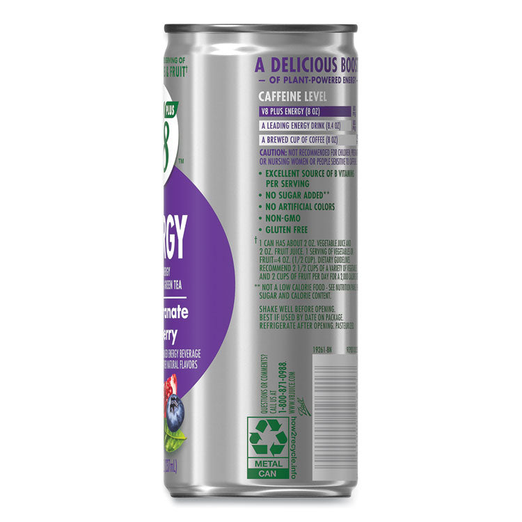 V8 Plus ENERGY, Pomegranate Blueberry, 8 oz Can, 24/Carton