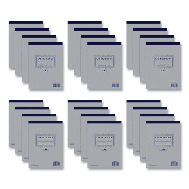 Lab and Science Two-Part Carbonless Notepad, Quadrille Rule (4 sq/in), Gray Cover, (50) White/Blue 8.5 x 11 Sets, 24/Carton