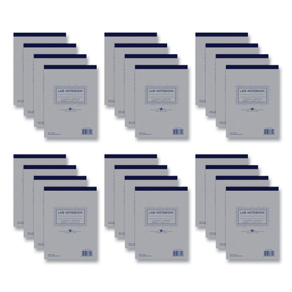 Lab and Science Two-Part Carbonless Notepad, Quadrille Rule (4 sq/in), Gray Cover, (50) White/Blue 8.5 x 11 Sets, 24/Carton