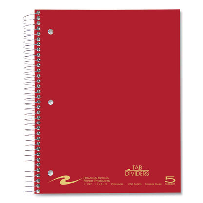 Wirebound Notebook with Tabs, 5-Subject, Medium/College Rule, Randomly Assorted Cover Colors, (200) 11 x 8.5 Sheets, 12/CT