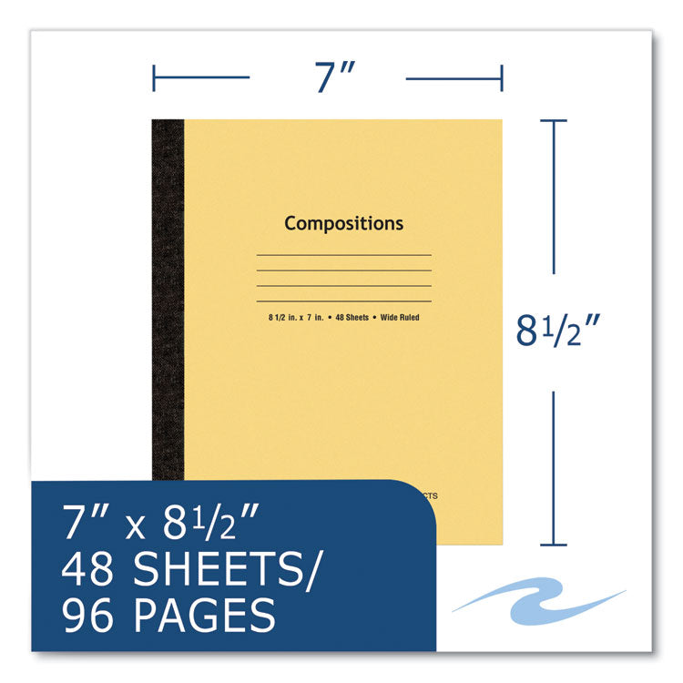 Flexible Cover Composition Notebook, Wide/Legal Rule, Manila Cover, (48) 8.5 x 7 Sheets, 72/Carton