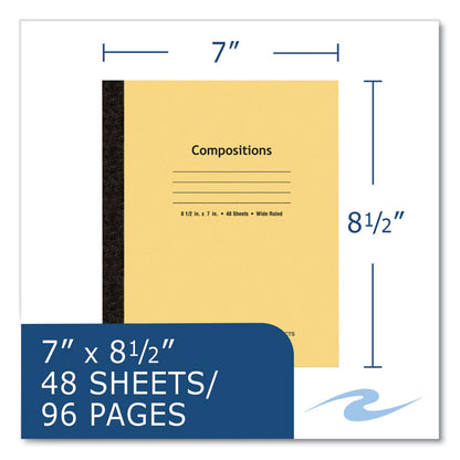 Flexible Cover Composition Notebook, Wide/Legal Rule, Manila Cover, (48) 8.5 x 7 Sheets, 72/Carton