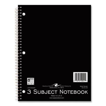 Subject Wirebound Promotional Notebook, 3-Subject, Wide/Legal Rule, Assorted Cover Colors, (120) 10.5 x 8 Sheets, 24/Carton