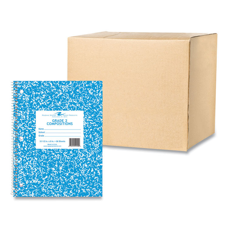 Wirebound Grade School Composition Notebook, Grade 2 Manuscript Format, Blue Marble Cover, (36) 10.5 x 8 Sheets, 48/Carton