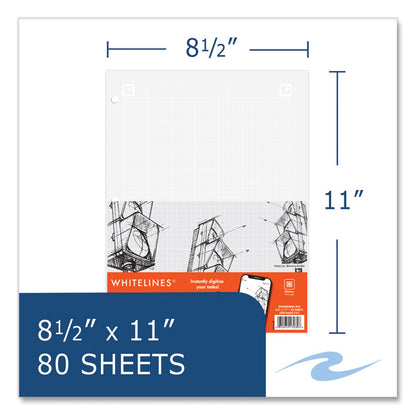 Whitelines Engineering Pad, Quadrille Rule (5 sq/in), (80) Gray 8.5 x 11 Sheets, 24/Carton