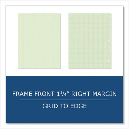 Engineer Pad, Data Format (1.25" Margin) and Quadrille Rule (5 sq/in, 1 sq/in), (100) Light Green 8.5 x 11 Sheets, 24/Carton